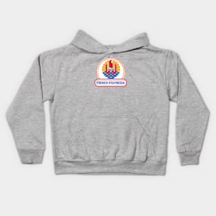 French Polynesia Country Badge - French Polynesia Flag Kids Hoodie